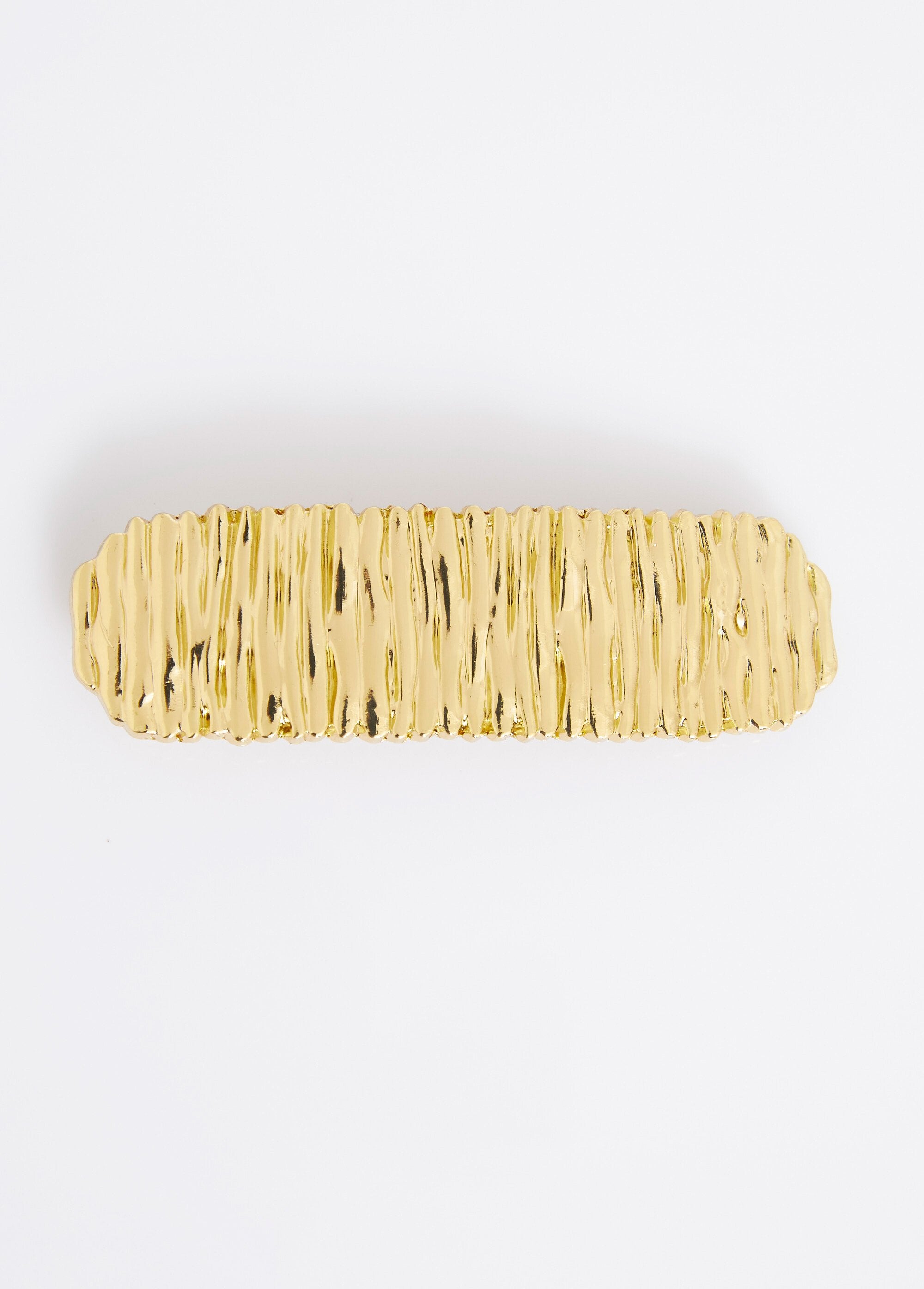 Stainless_steel_barrette_with_pleated_pattern_Golden_FA1_slim