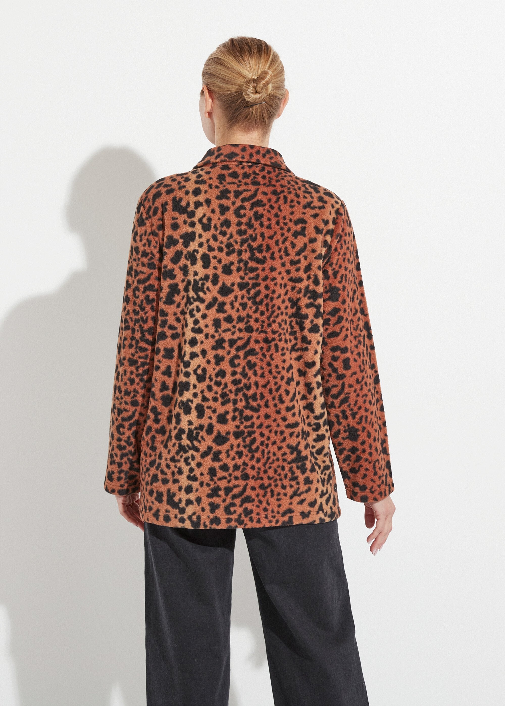 Zipped_printed_fleece_knit_jacket_Brown_and_black_DO1_slim