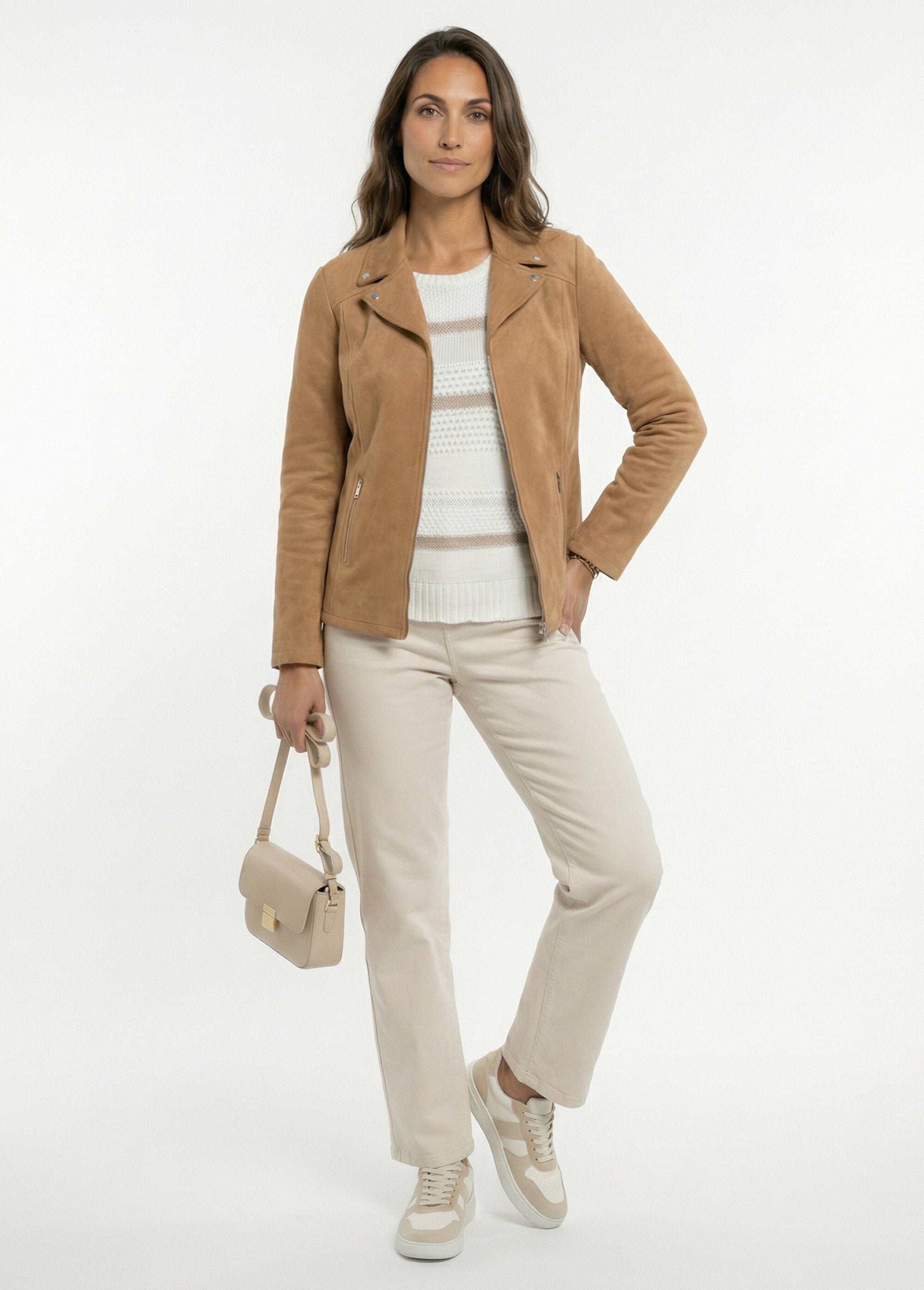 Blouson_zippé_tissu_suédé_velouté_Camel_SF1_slim