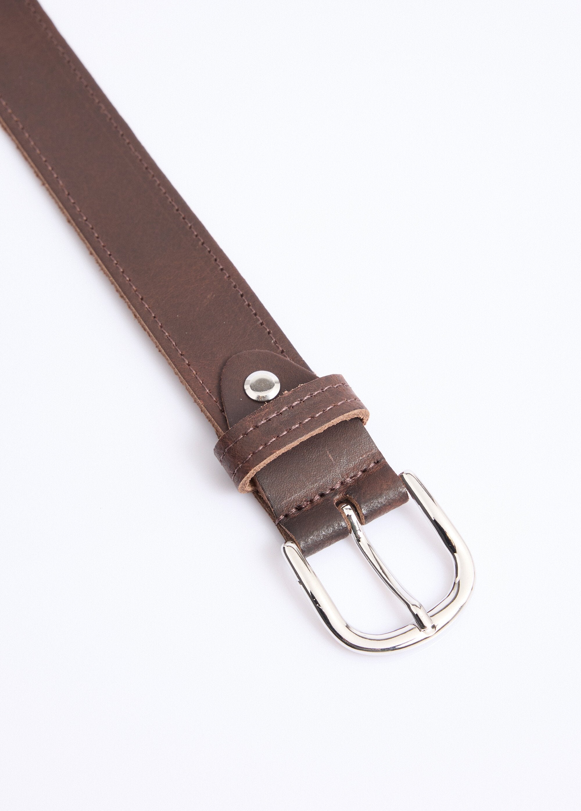 Casual_chic_leather_belt,_raw_edges_Dark_brown_DE1_slim