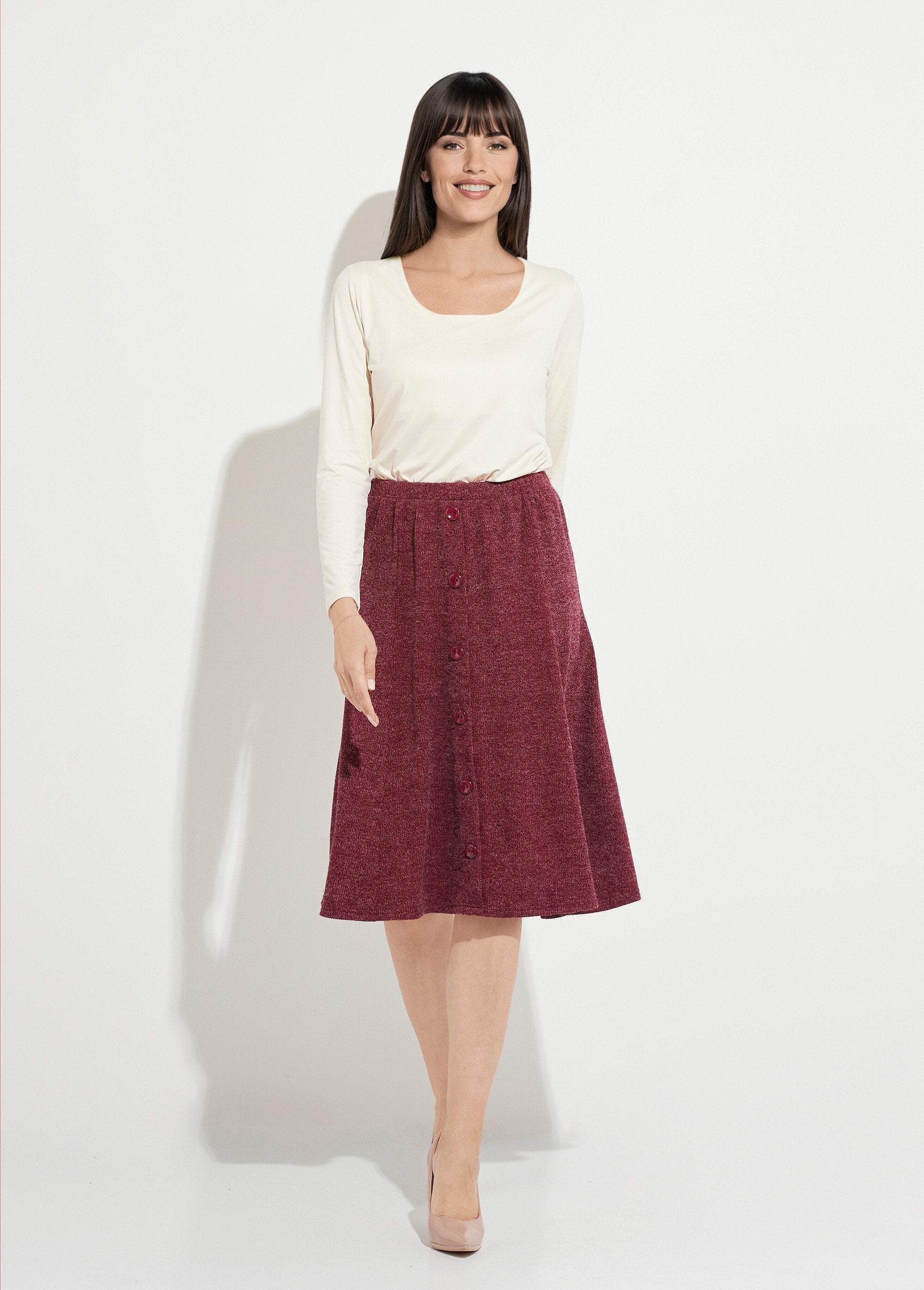 Mid-length_flared_skirt_in_plain_warm_knit_Bordeaux_SF1_slim