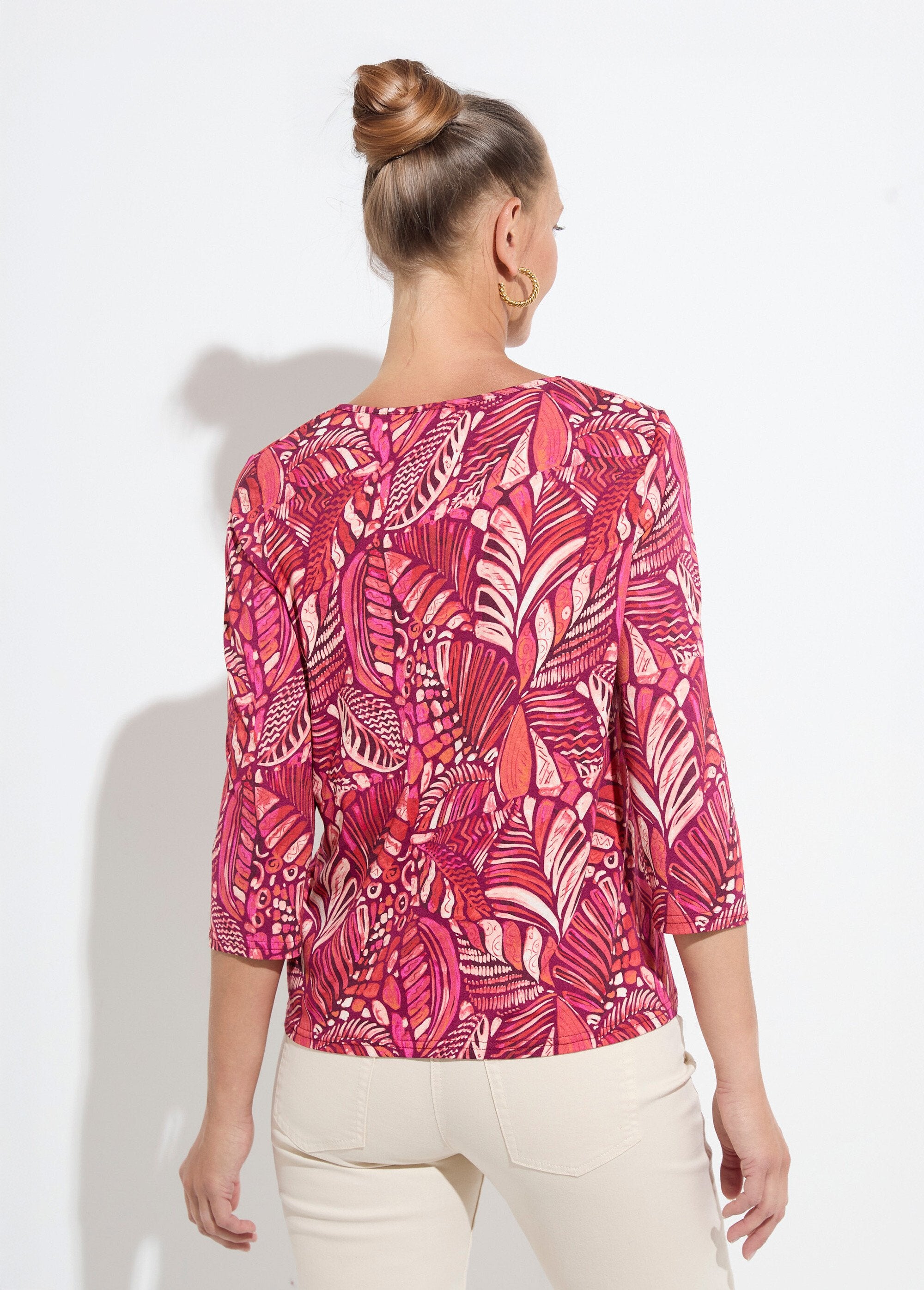 Patchwork_print_round_neck_T-shirt_Pink_and_orange_DO1_slim