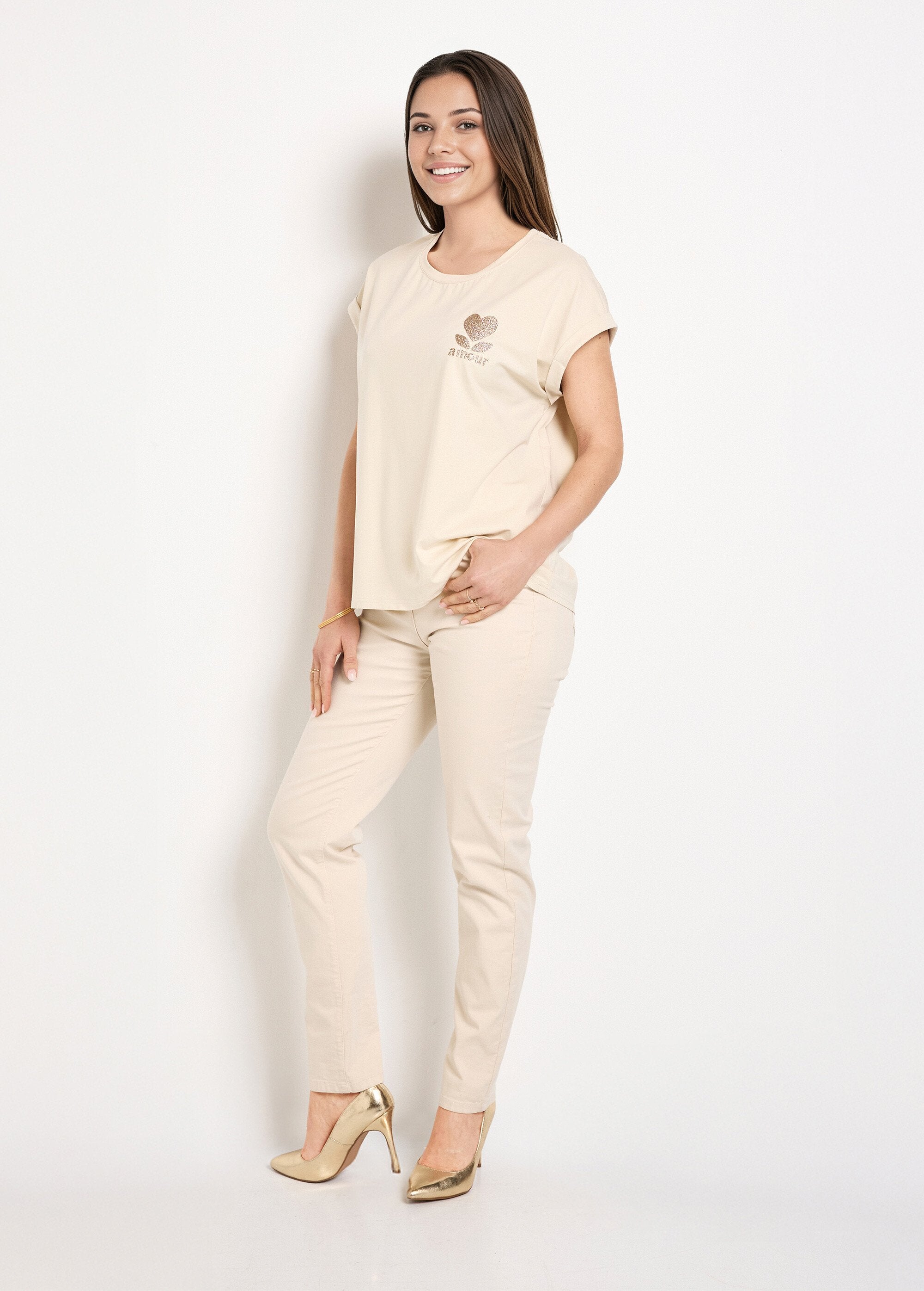 Short-sleeved_T-shirt_with_glittery_message_Beige_SF1_slim