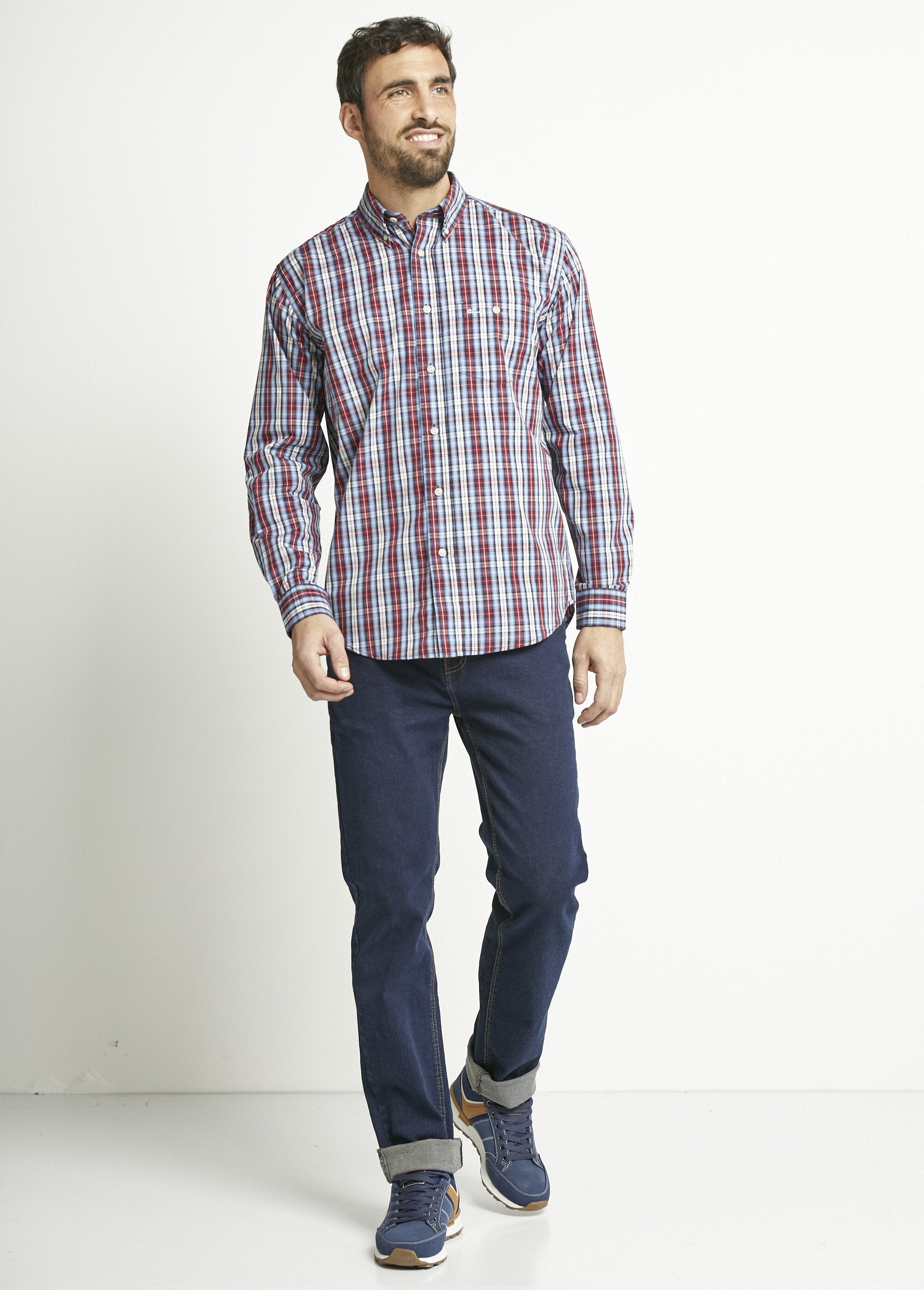 Long-sleeved_plain_or_checked_cotton_shirt_Red_tiles_SF1_slim