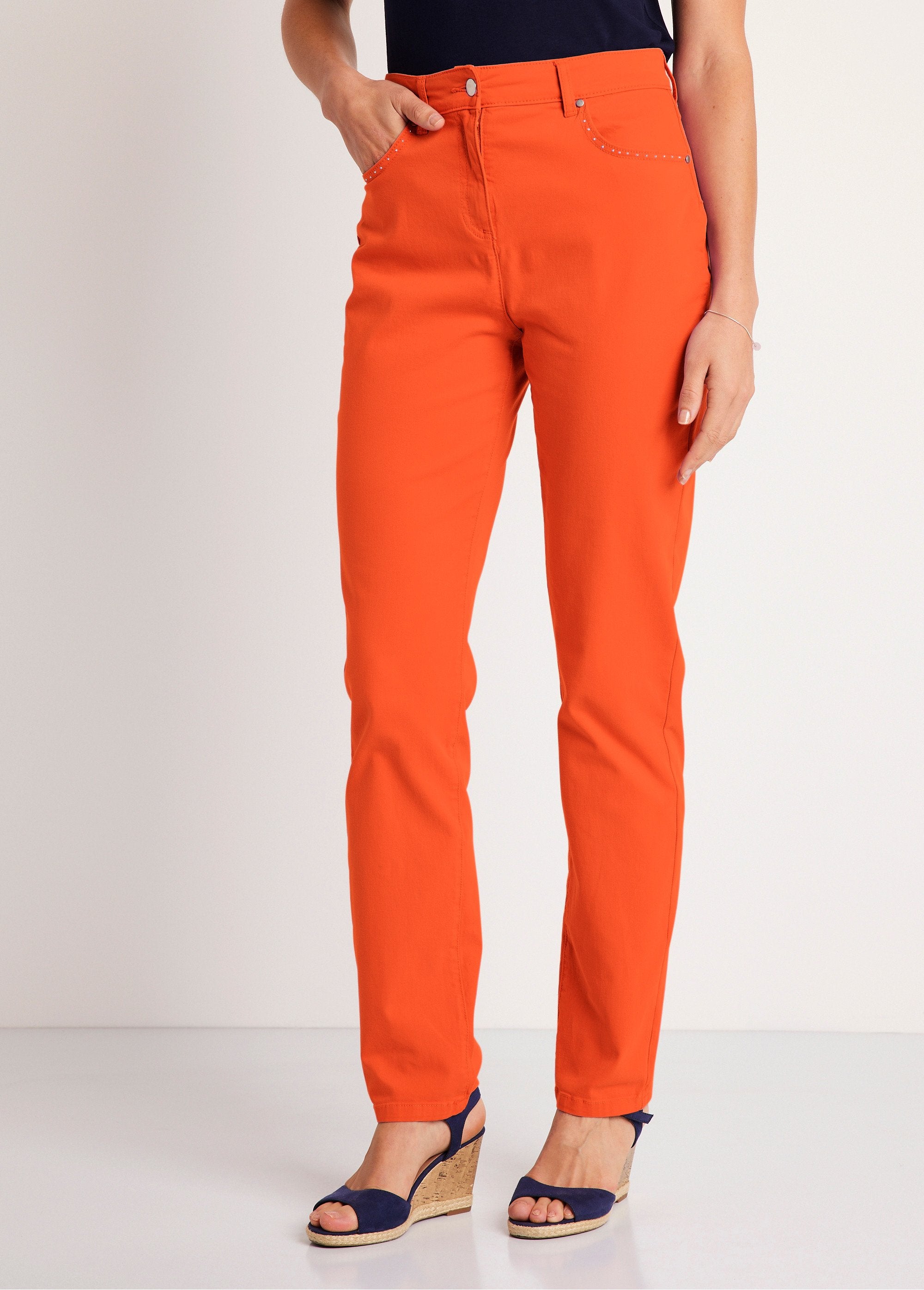 Stretch_cotton_5-pocket_straight_pants_Orange_FA1_slim