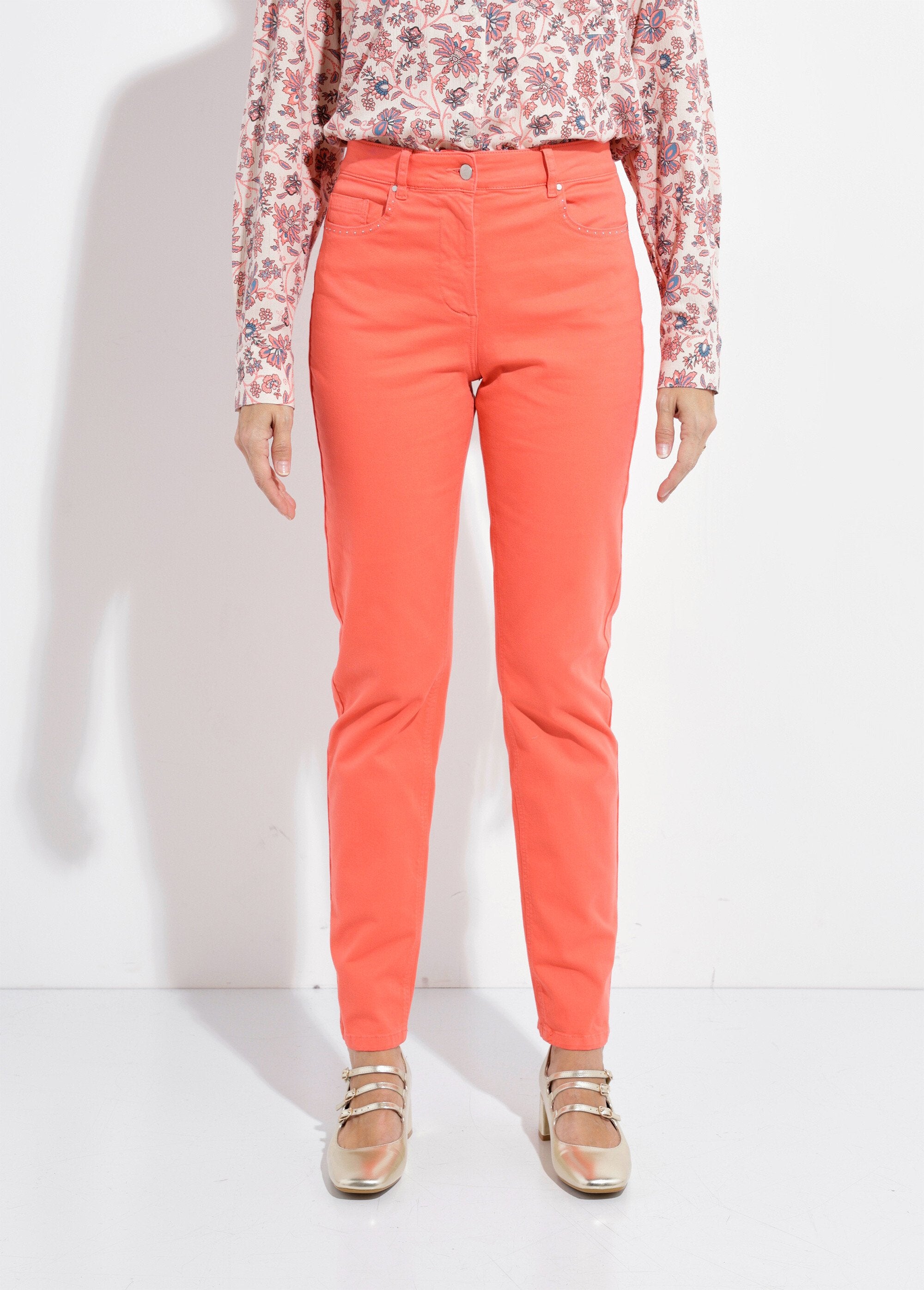 Stretch_cotton_5-pocket_straight_pants_Coral_FA1_slim