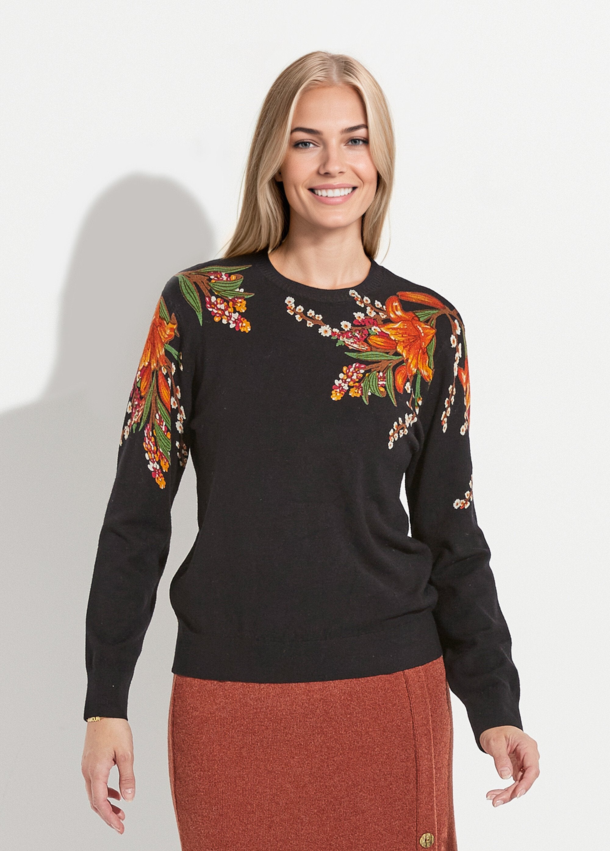 Pull_chaud_col_rond_imprimé_floral_manches_longues_Noir_FA1_slim