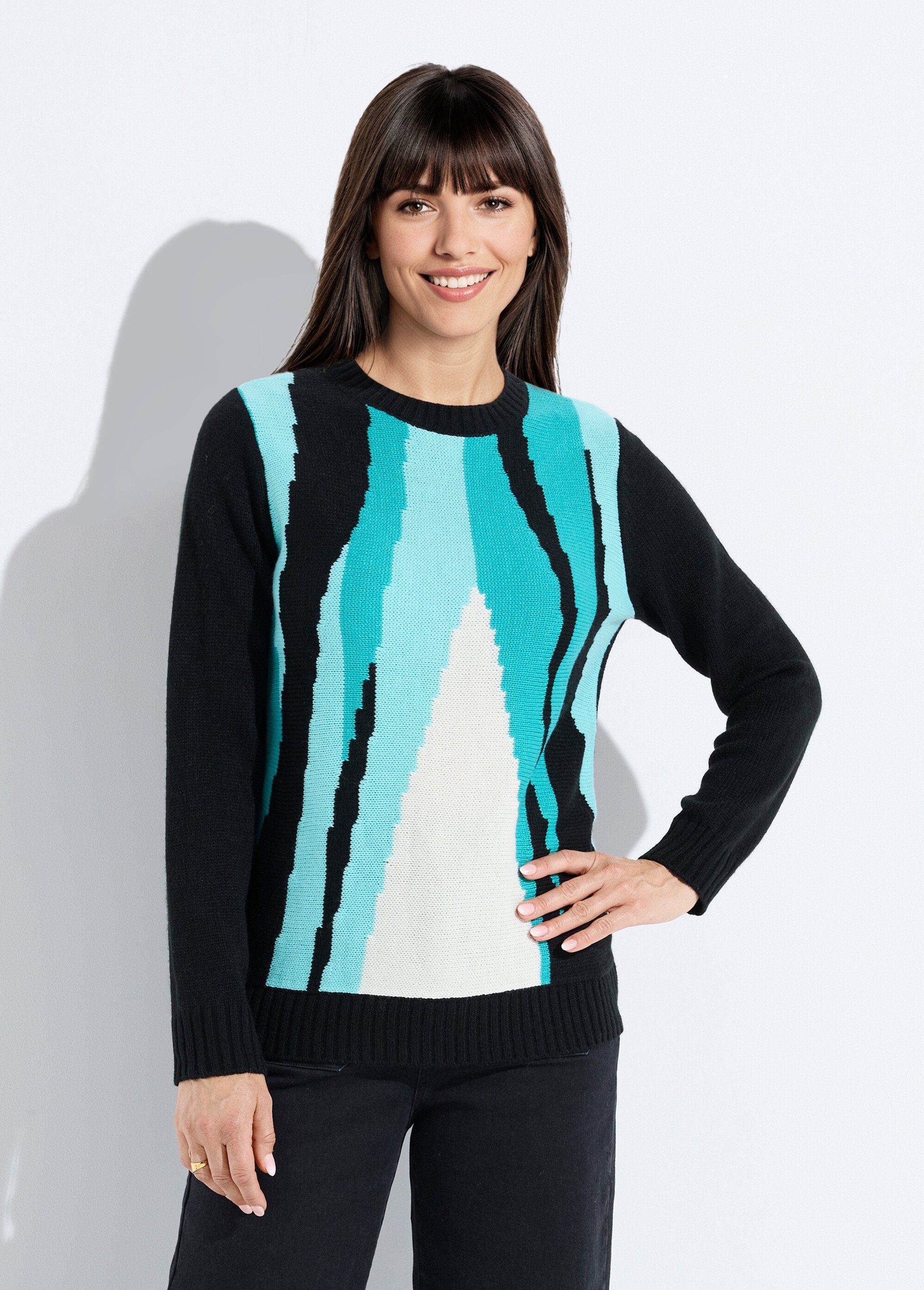 Warm_graphic_jacquard_round_neck_sweater_Black_and_aqua_FA1_slim