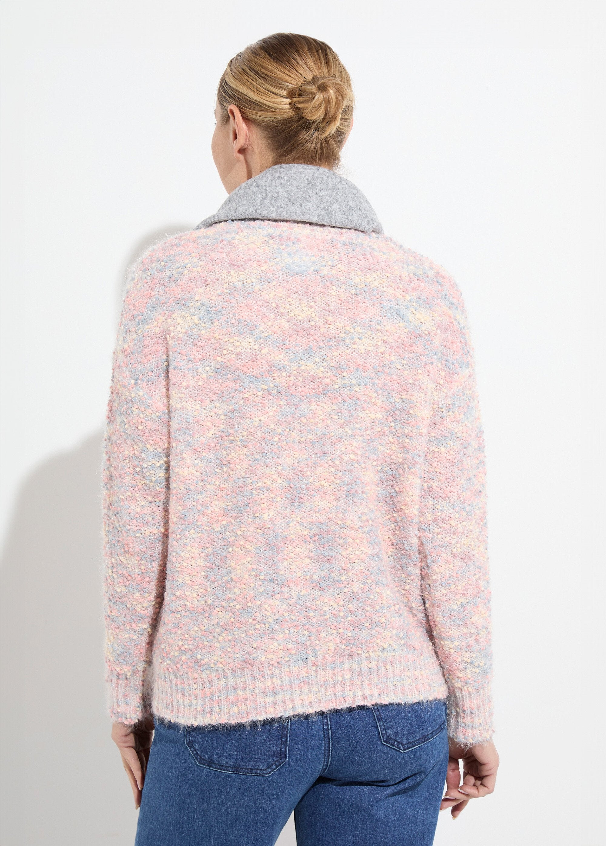 Pull_doux_col_rond_maille_boule_multicolore_Chine_rose_DO1_slim