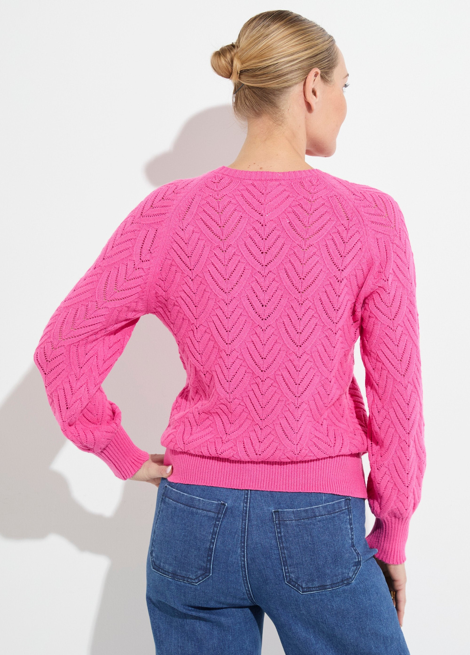 Pull_doux_court_col_rond_uni_ajouré_Rose_DO1_slim