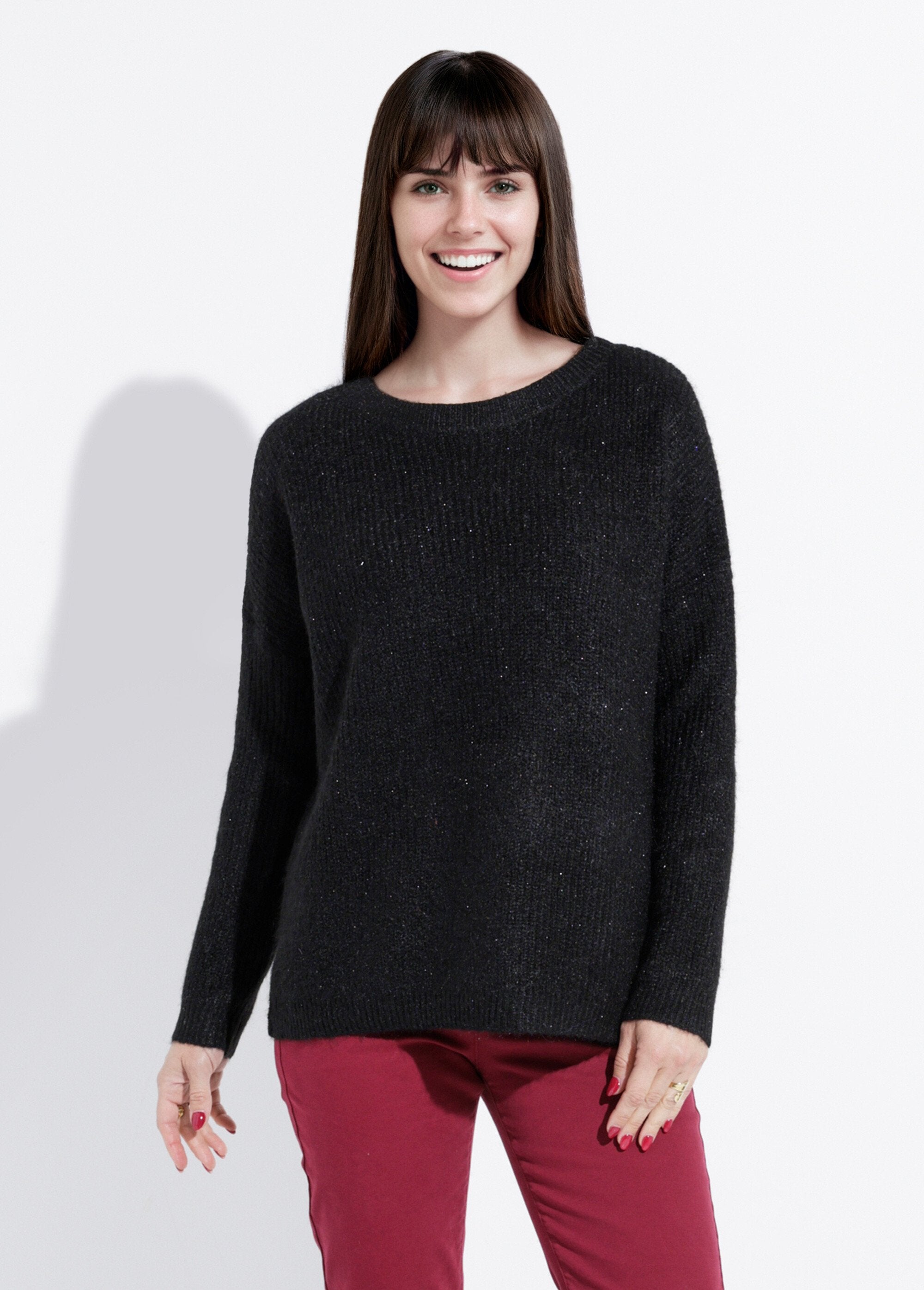 Pull_maille_mousseuse_encolure_bateau_Noir_FA1_slim