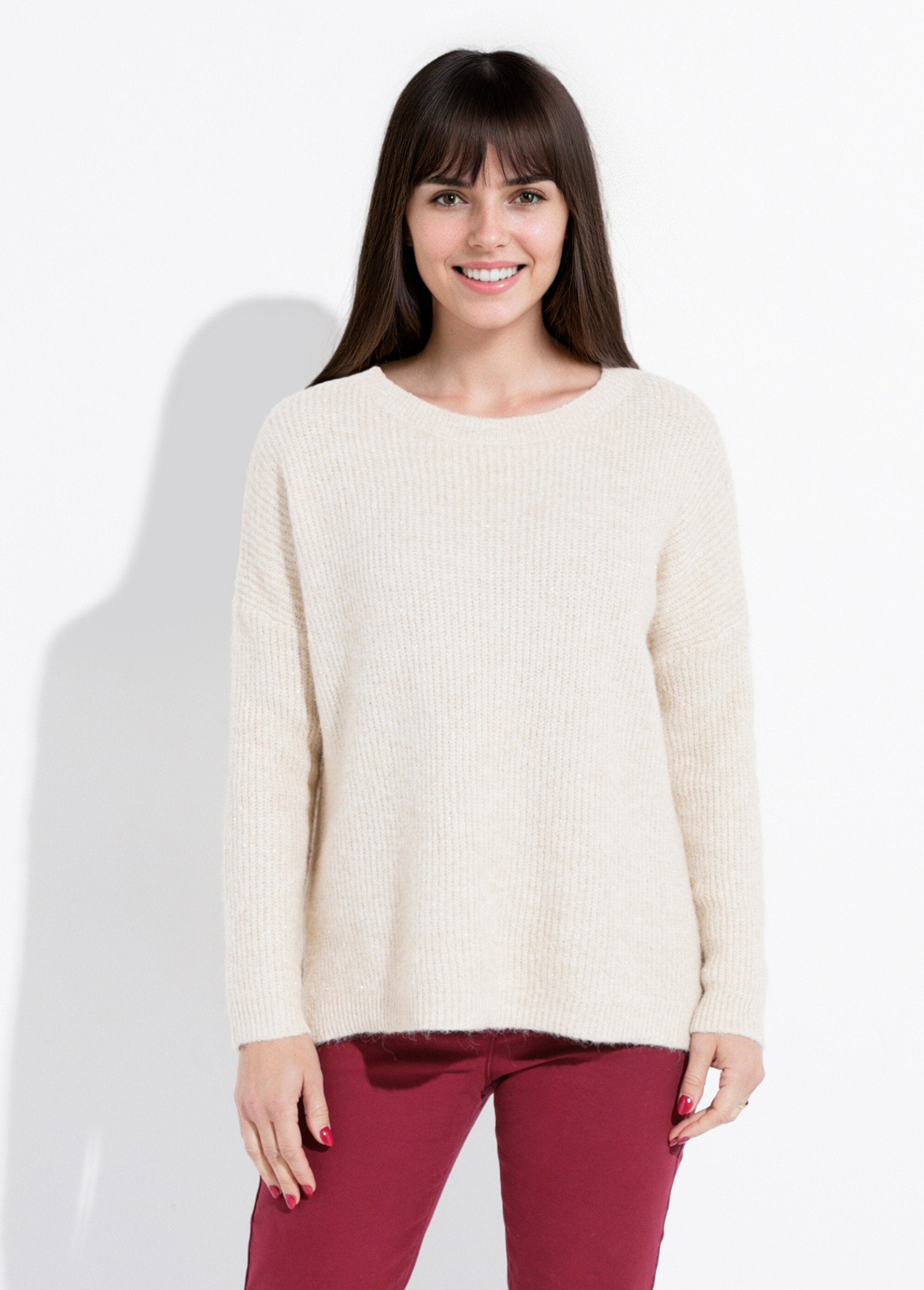 Pull_maille_mousseuse_encolure_bateau_Beige_FA1_slim