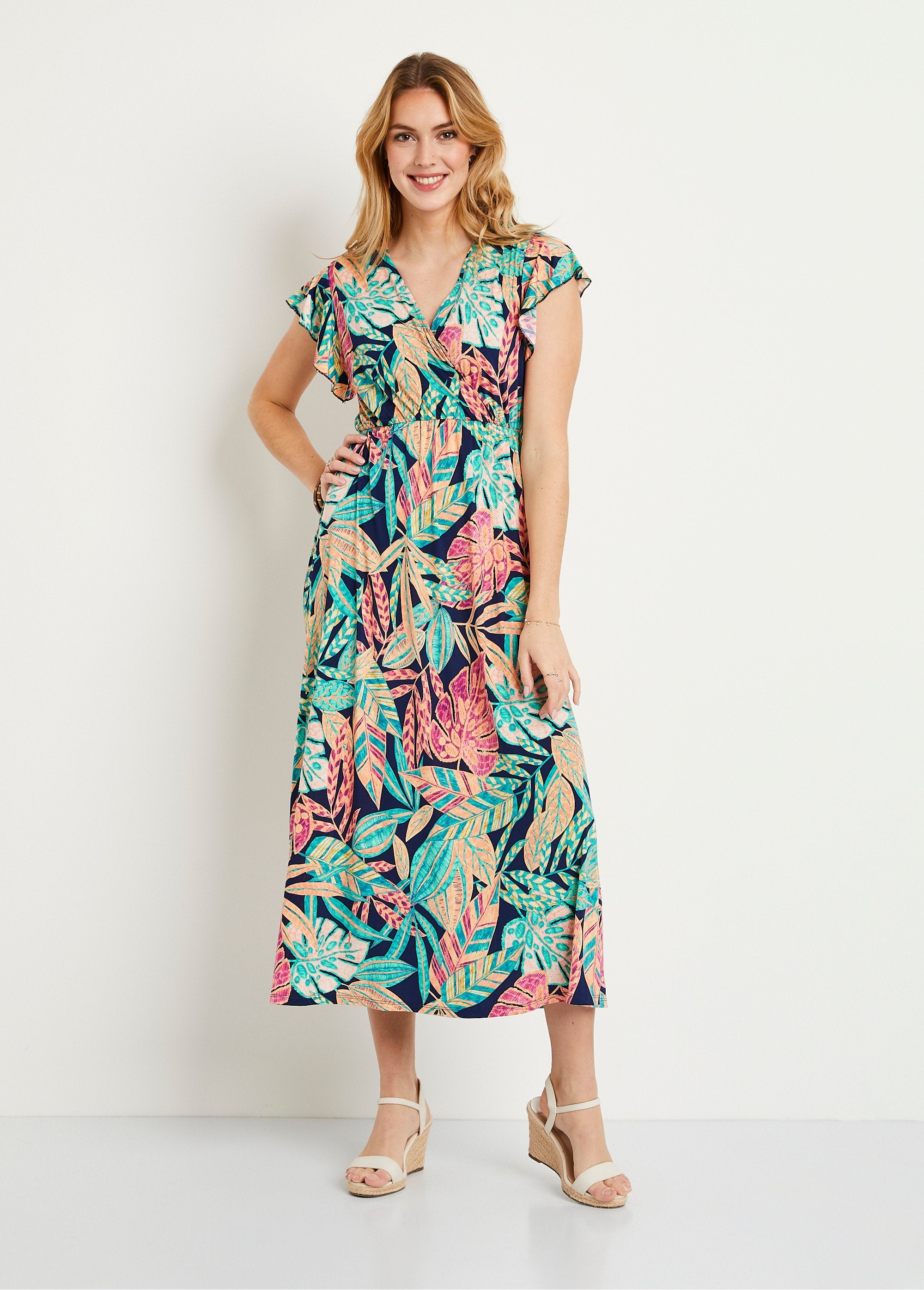 Long_foliage_wrap_dress_Green_and_pink_FA1_slim