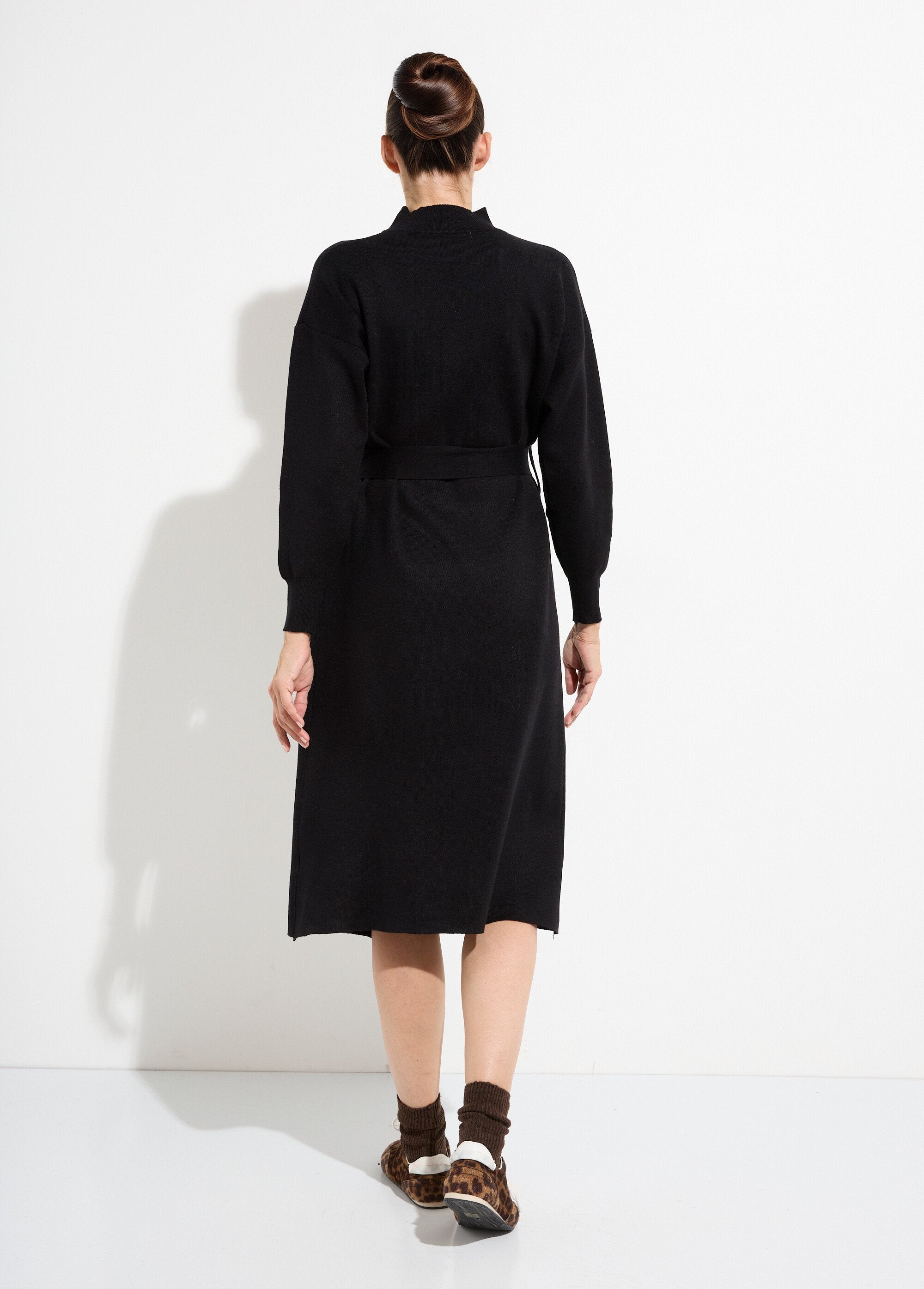 Robe_pull_col_montant_ceinture_métal_Noir_DO1_slim