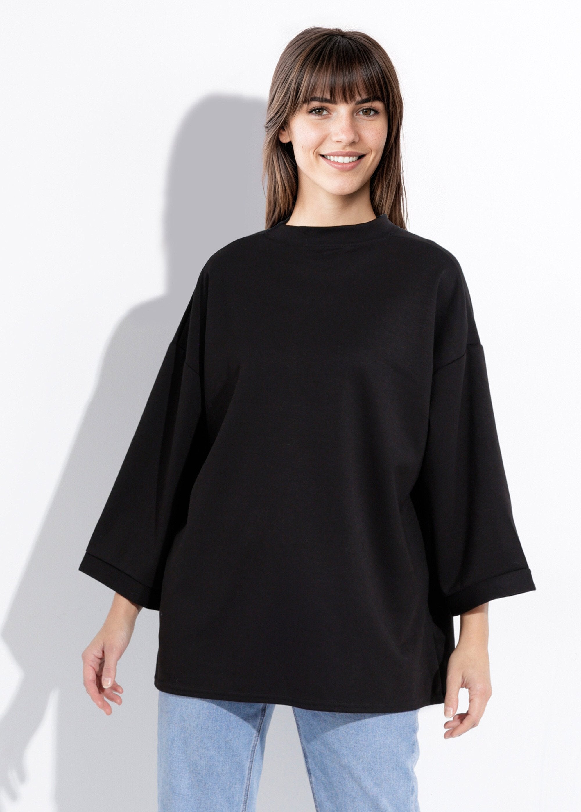 Wide_round_neck_sweatshirt,_3/4_sleeves_Black_FA1_slim