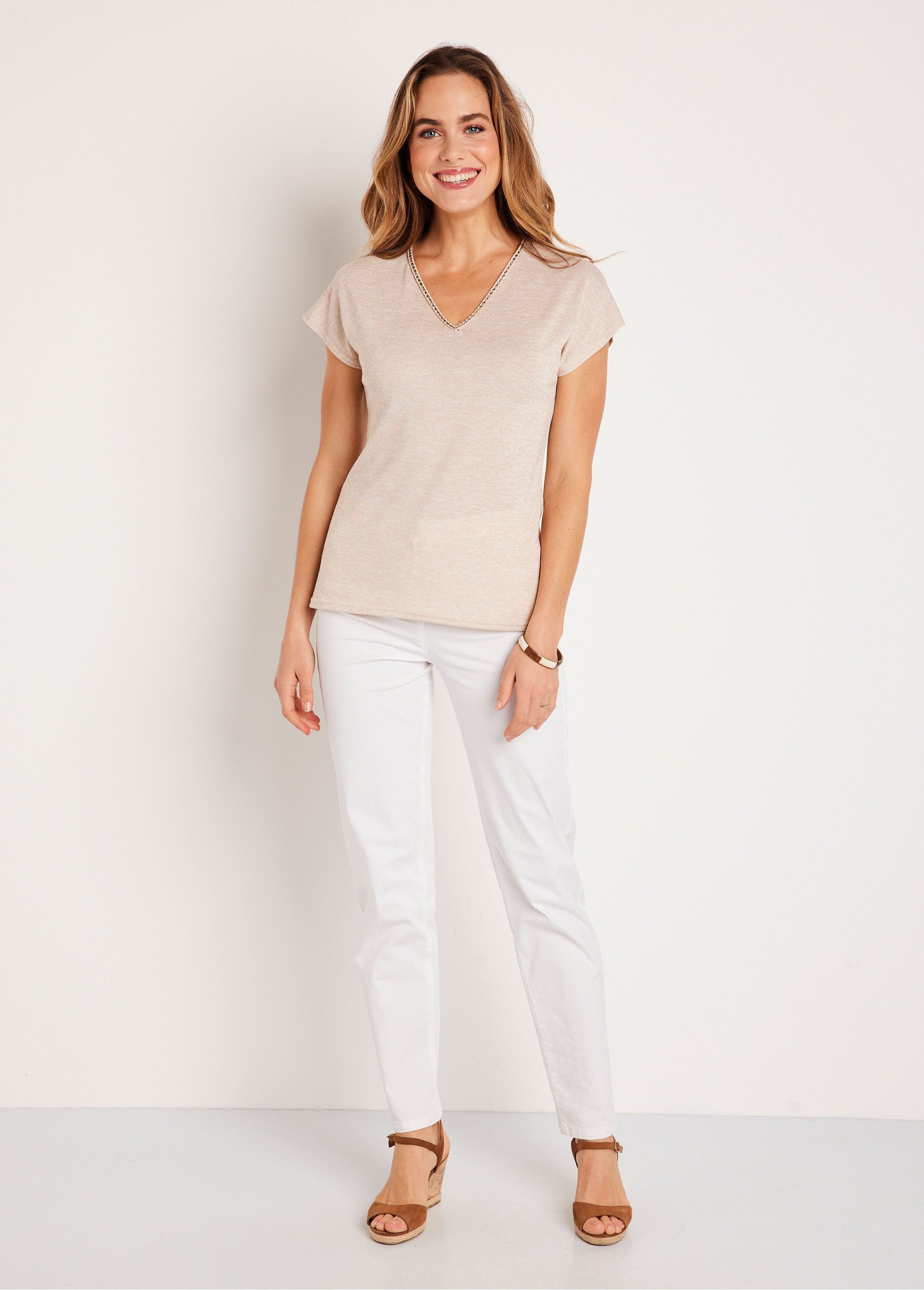 Short_plain_linen_effect_t-shirt_String_SF1_slim