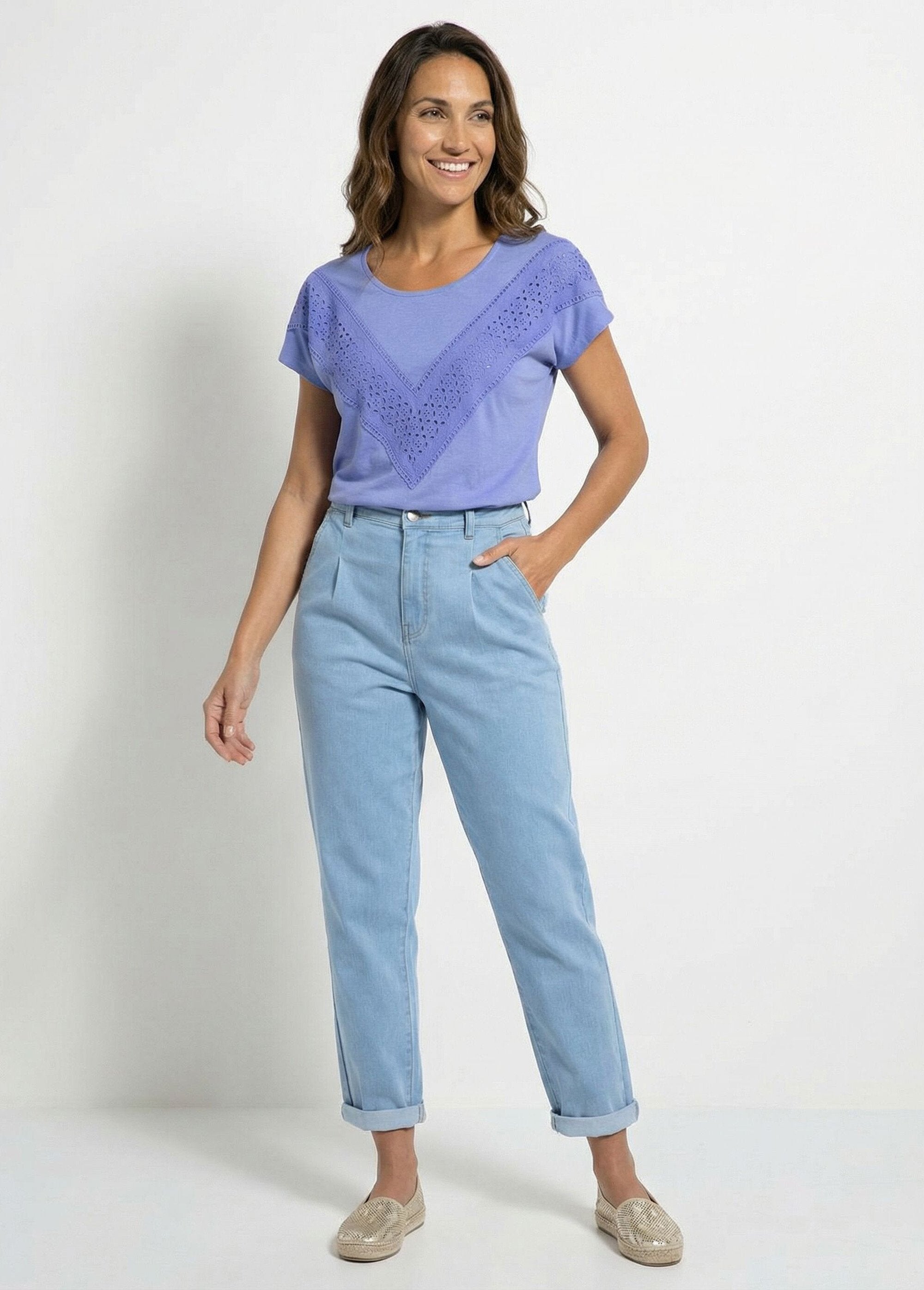 T-shirt_uni_col_rond_dentelle_manches_kimono_Myosotis_SF1_slim