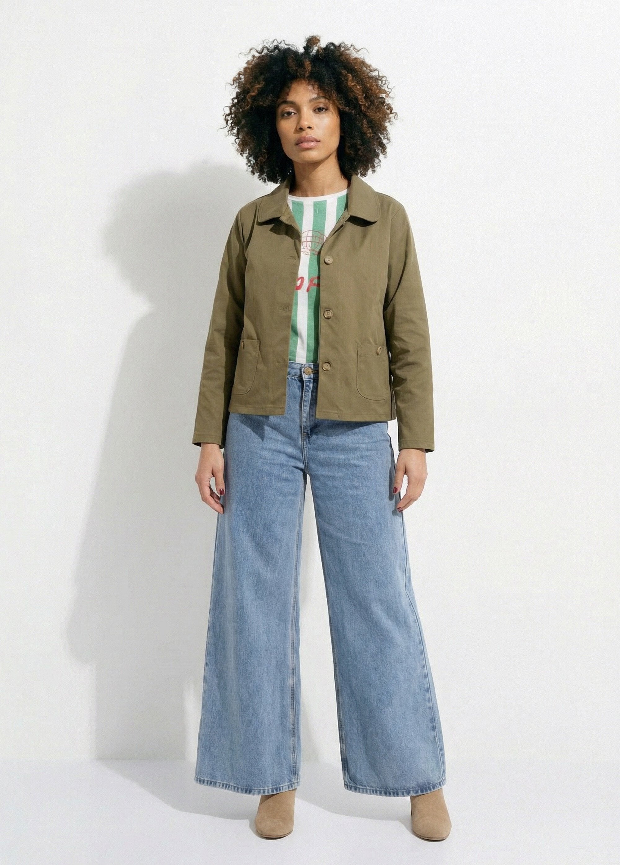 Veste_boite_en_coton,_avec_col_claudine_Kaki_SF1_slim