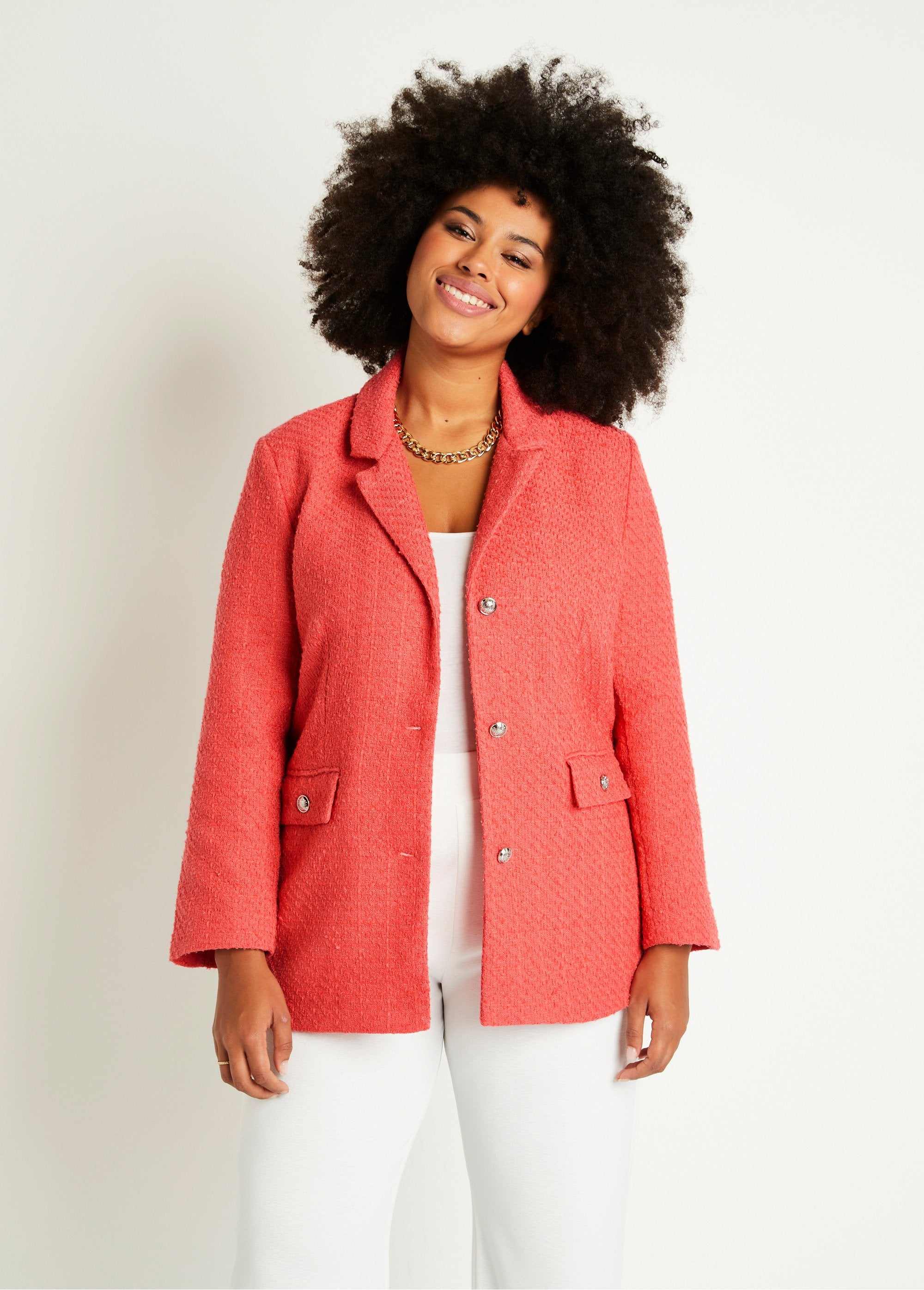 Straight_buttoned_jacket_in_basket_weave_fabric_with_tailored_collar_Coral_FA1_curvy